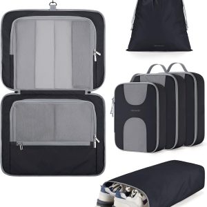 Hanging Travel Packing Cubes, 6 Set Large Travel Cubes for Women Cruise Ship Essentials, Suitcase Organizers