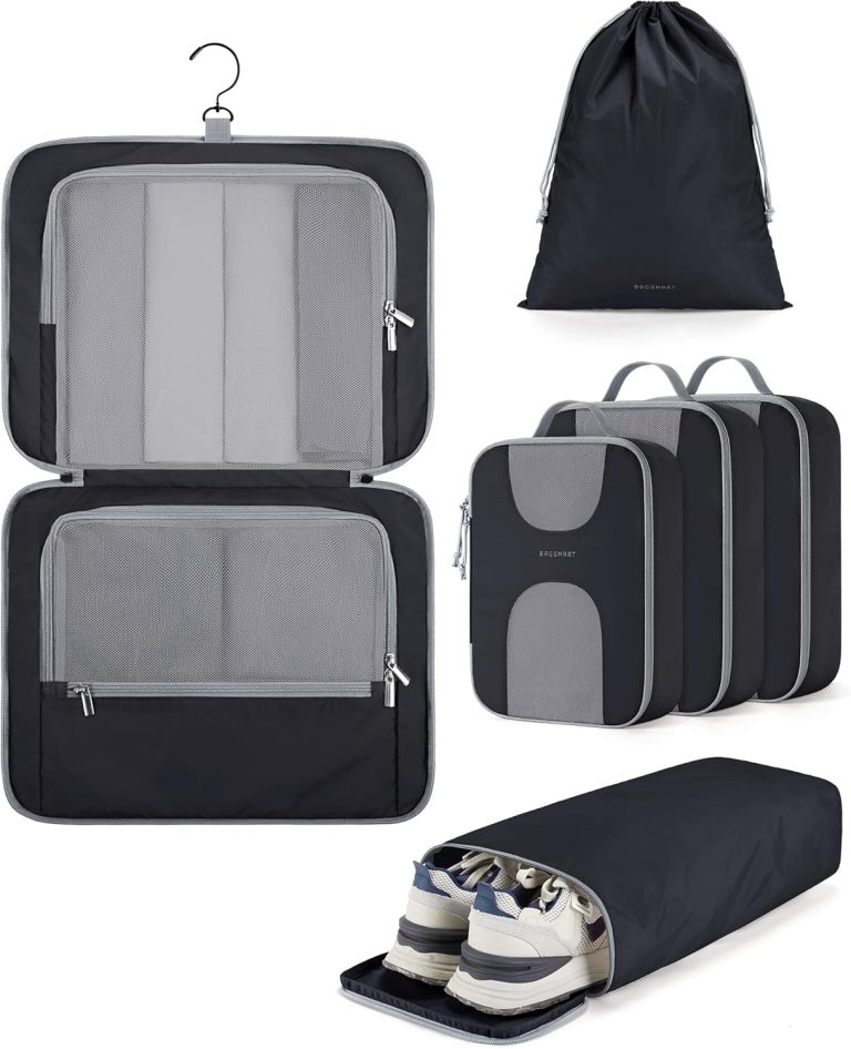Hanging Travel Packing Cubes, 6 Set Large Travel Cubes for Women Cruise Ship Essentials, Suitcase Organizers