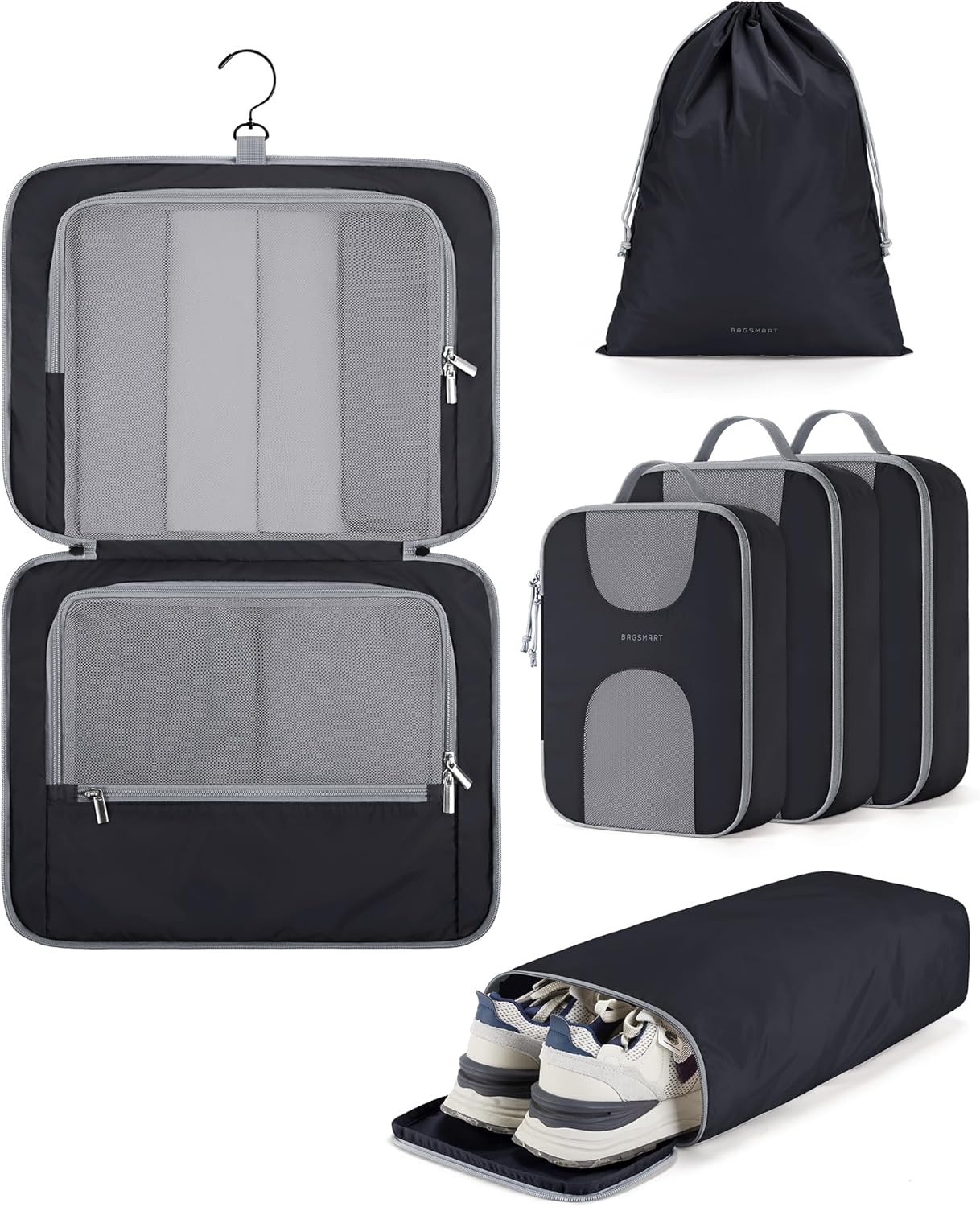 Hanging Travel Packing Cubes, 6 Set Large Travel Cubes for Women Cruise Ship Essentials, Suitcase Organizers