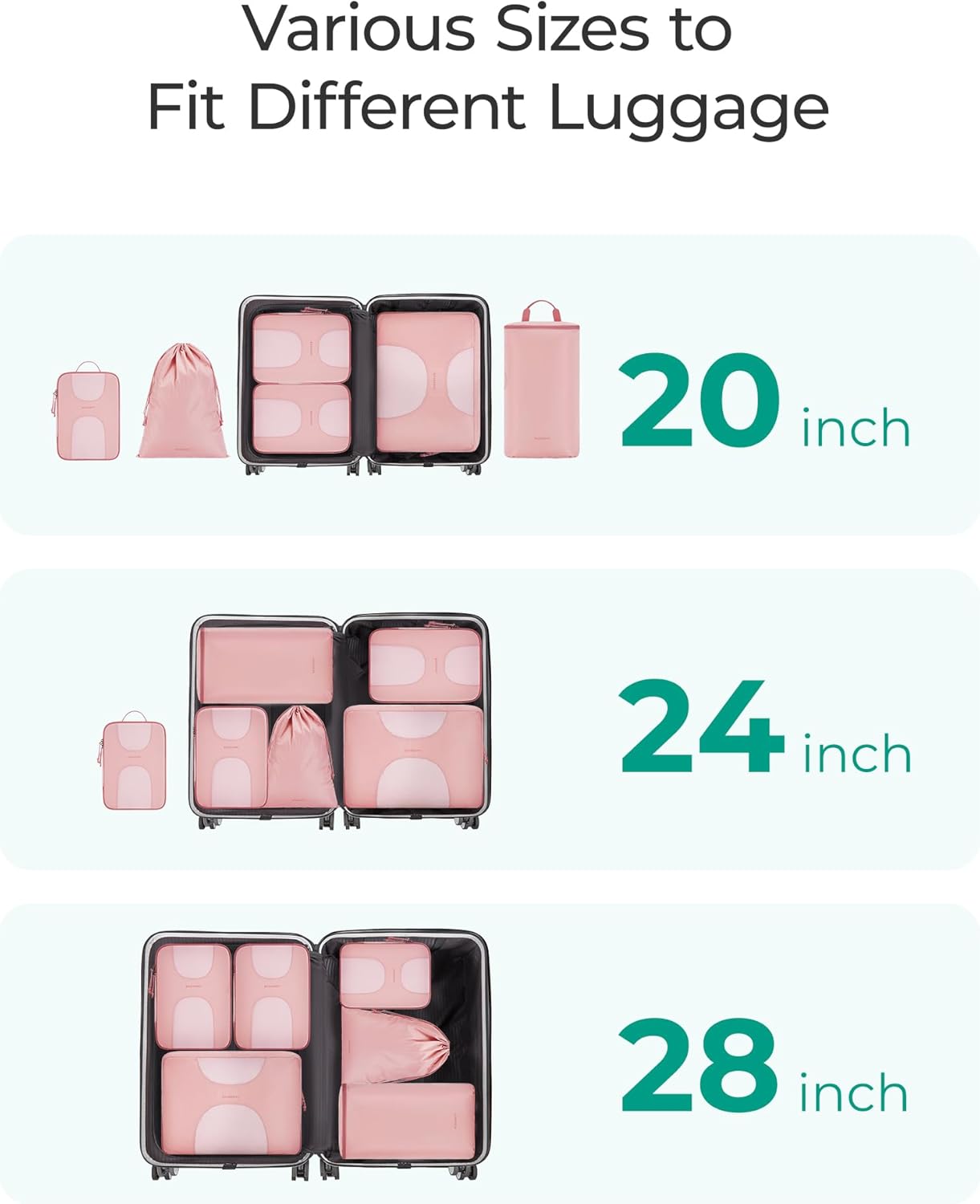 Hanging Travel Packing Cubes, 6 Set Large Travel Cubes for Women Cruise Ship Essentials, Suitcase Organizers - Image 5