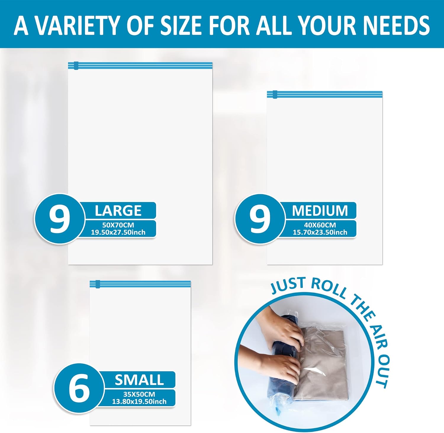 Compression Bags for Travel - Travel Essentials - 24 Pack Space Saver Bags - No Vacuum Needed - Compression Packing Bags for Cruise Accessories - Image 3
