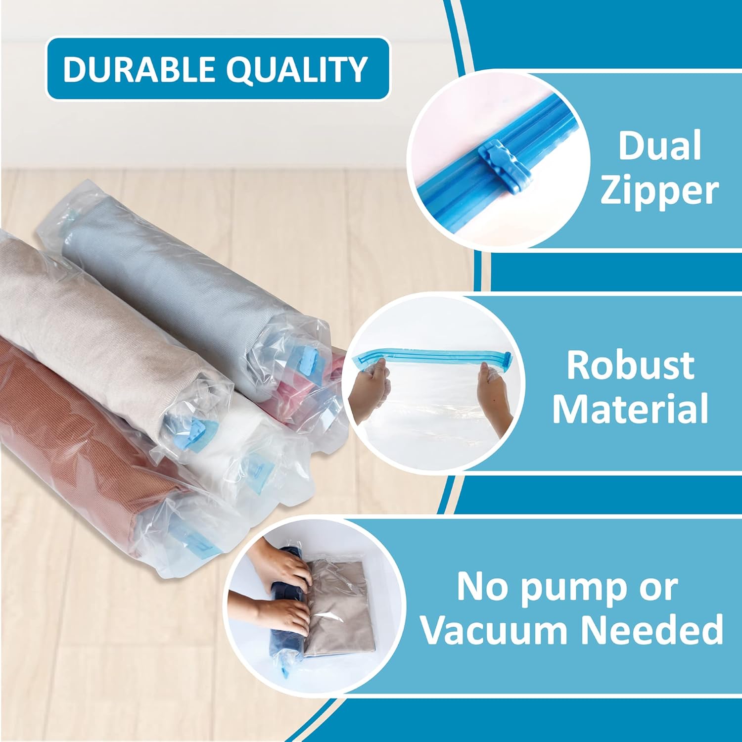 Compression Bags for Travel - Travel Essentials - 24 Pack Space Saver Bags - No Vacuum Needed - Compression Packing Bags for Cruise Accessories - Image 4