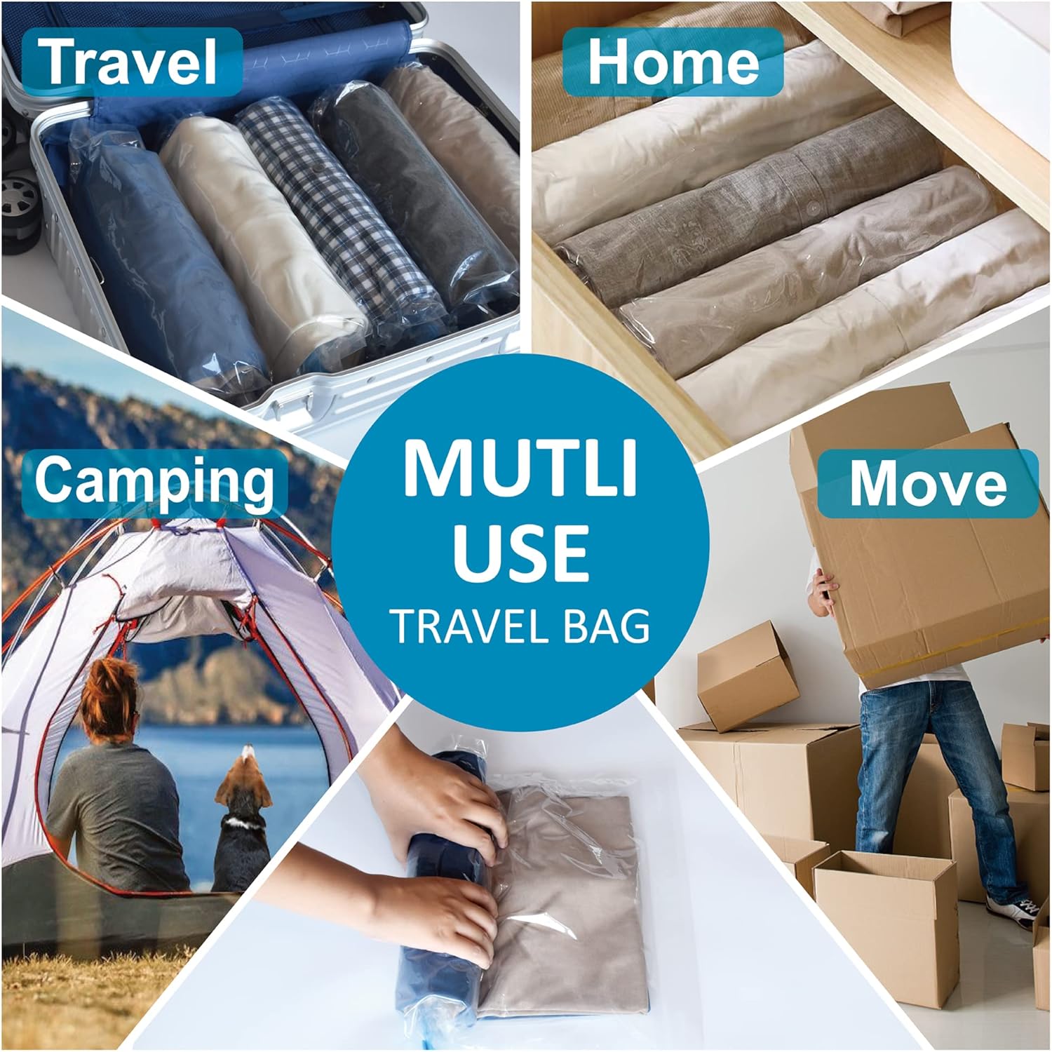 Compression Bags for Travel - Travel Essentials - 24 Pack Space Saver Bags - No Vacuum Needed - Compression Packing Bags for Cruise Accessories - Image 5