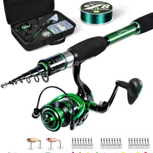 Ghosthorn Fishing Rod and Reel Combo Graphite Telescoping Fishing Pole Collapsible Portable Travel Kit with Carrier Bag for Freshwater Fishing Gift for Men Women