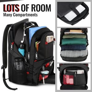 YOREPEK Travel Backpack, Extra Large 50L Laptop Backpacks for Men Women, Water Resistant College Backpacks Airline Approved Business Work Bag with USB Charging Port Fits 17 Inch Computer, Black